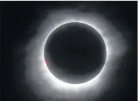  ?? AP PHOTO ?? This March 9, 2016, file photo shows a total solar eclipse in Belitung, Indonesia. A solar eclipse on Monday is set to star in several special broadcasts on TV and online. PBS, ABC, NBC, NASA Television and the Science Channel are among the outlets planning extended coverage of the first solar eclipse visible across the United States in 99 years.