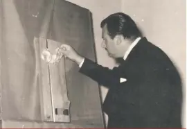  ??  ?? A 1961 photo of Gabriel Caruana working on a sculpture commission­ed by the Maltese Artists Festivitie­s Associatio­n, taken by J. Mifsud. Photo: Gabriel Caruana Archives