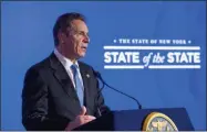  ?? PHOTO COURTESY OF THE GOVERNOR’S OFFICE/FILE ?? Gov. Andrew Cuomo speaks during his State of the State address last month.