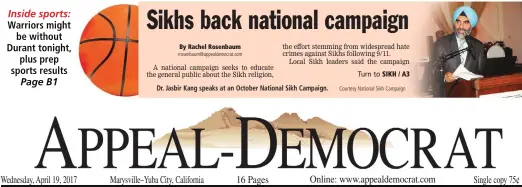 ?? Rrosenbaum@appealdemo­crat.com Courtesy National Sikh Campaign ?? Dr. Jasbir Kang speaks at an October National Sikh Campaign.