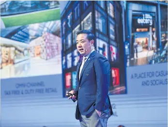  ?? ?? Mr Aiyawatt unveiled two new mega projects at a townhall meeting. He said that King Power Group is aiming to create new experience­s for global travellers.