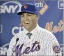  ?? AP file photo ?? New Mets manager Carlos Beltran smiles during his introducto­ry news conference on Nov. 4.