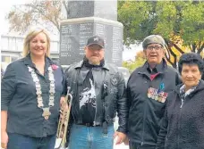  ?? Photos / Supplied ?? From left, Waipukurau Mayor Alex Walker, Social Cruizers' George Sands, veteran Haama Hilton and Napier RSA's Adina Hilton.