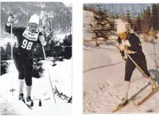  ?? FOTOS: PANZRAM, PRIVAT (2) ?? Hans Rudhart, heute am Skilift an der Felderhald­e in Isny (li.) und bei einem Rennen in Reit im Winkl vor Olympia und rechts während der Spiele 1968 in Grenoble).