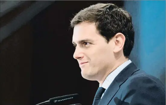  ?? RAUL CARO / EFE ?? El presidente de Ciudadanos, Albert Rivera, en una reciente comparecen­cia