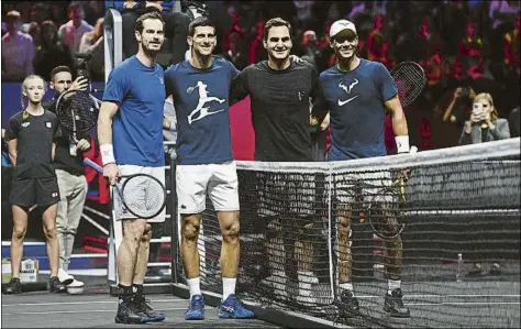  ?? FOTOS: EFE/GETTY ?? Federer disfrutó entrenando con Rafa Nadal y el resto del equipo, formado entre otros por el británico Andy Murray y el serbio Novak Djokovic, con quienes ha sostenido memorables duelos