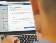  ?? Jeff Chiu, The Associated Press ?? A man shows a computer’s Facebook ad preference­s page in San Francisco. Facebook is redesignin­g and streamlini­ng its privacy tools amid a scandal involving Cambridge Analytica.