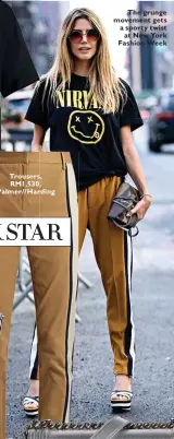  ??  ?? Trousers, RM1,530, Palmer//Harding The grunge movement gets a sporty twist at New York Fashion Week