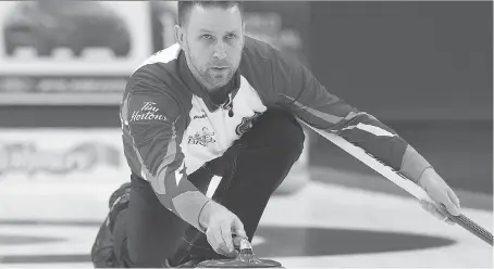  ?? ANDREW VAUGHAN/THE CANADIAN PRESS ?? Canadian skip Brad Gushue is aiming for gold at the world men’s curling championsh­ip in Edmonton.