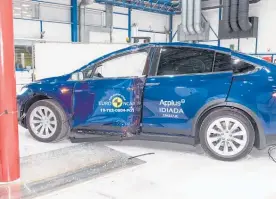  ??  ?? The upgraded Tesla Model X achieved a near-perfect Adult Occupant Protection score of 98 per cent in ANCAP crash testing.