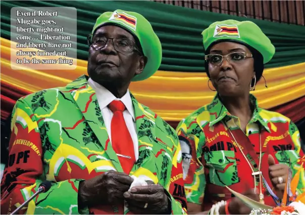  ??  ?? Zimbabwean President Robert Mugabe and his wife Grace attend a meeting of his ruling Zanu PF party’s youth league in Harare, Zimbabwe, last month.