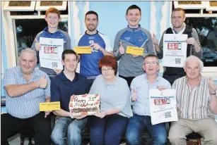  ?? FRONT: Danny Brosnan, Jeremiah Moynihan, Mary O’Connor, Dinny Twomey, David O’Connor, and (BACK) Matthew Dilworth, Eoghan McSweeney, Patrick Hickey and Denis Twomey. Photo by Sheila Fitzgerald ??