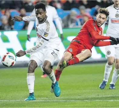  ?? CRAIG ROBERTSON / POSTMEDIA NEWS FILES ?? Jonathan Osorio, right, sees the conference finals against the Montreal Impact as a game-changer in Toronto.