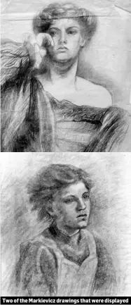  ??  ?? Two of the Markievicz drawings that were displayed