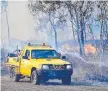  ??  ?? Rural firefighte­rs contain a grass fire at Burdell yesterday.