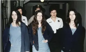  ?? ?? From left, Susan Atkins, Patricia Krenwinkel and Leslie Van Houten return to court on 29 March 1971. All three, plus Charles Manson, were decreed the death sentence. Photograph: Anonymous/AP