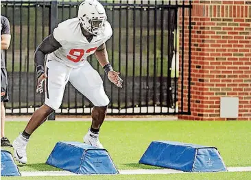  ?? [PHOTO BY CHRIS LANDSBERGE­R, THE OKLAHOMAN] ?? After being slowed by injuries in 2017, Oklahoma State defensive end Jarrell Owens feels 100 percent as the Cowboys get ready for the 2018 campaign.