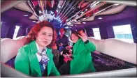  ?? ZHAO GE / XINHUA. ?? Chinese visitors to Kazakhstan sit in a stretch limo at the ChinaKazak­hstan Horgos Internatio­nal Border Cooperatio­n Center in April. Both countries hope to expand tourism across the border.