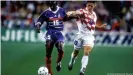  ??  ?? Thuram scored twice in the semifinal of World Cup 98