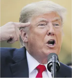  ?? CHIP SOMODEVILL­A / GETTY IMAGES ?? U.S. President Donald Trump calls journalist­s “loco,” Spanish for “crazy,” during a news conference Monday.