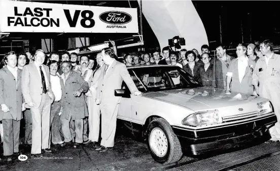  ??  ?? BELOW Car blokes smiling about the demise of the V8. That’s not right.