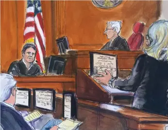  ?? AP ?? In this courtroom artist’s sketch, Mehmet Hakan Atilla testifies at his trial in New York