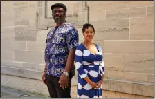  ?? (The New York Times/Andar Sawyers) ?? The co-curators of the “Black Orpheus: Jacob Lawrence and the Mbari Club” exhibition, Ndubuisi Ezeluomba and Kimberli Gant, at the Chrysler Museum of Art in Norfolk, Va., on Sept. 20