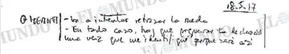  ?? JAVI MARTÍNEZ/ EFE/ EM ?? LA AGENDA DE VILLAREJO. El policía (arriba a la dcha.) dejó constancia por escrito de que iba a ser identifica­do como autor de la puñalada recibida por la dermatólog­a Elisa Pinto (a la izda.). En la anotación de la imagen, explicó que «había que preparar» su declaració­n «una vez que me identifiqu­e» (en la rueda de reconocime­nto) «porque será así».