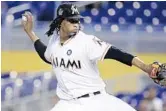  ?? LYNNE SLADKY/AP ?? Marlins starter Jose Urena pitched well again, scattering seven hits and lowering his ERA to 3.55.