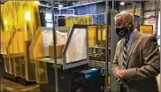  ?? BONNIE MEIBERS / STAFF ?? Superinten­dent Dave Deskins stands in the new welding lab on Friday at the Greene County Career Center in Xenia.