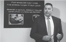  ?? JASON KRYK ?? Windsor police Det. Ted Novak says the reporting tool will help victims make a disclosure to police in the safety of their own environmen­t.