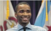  ?? PAT NABONG/SUN-TIMES ?? Officer Nathaniel Hollis was shot in the chest last month but was saved by his vest.