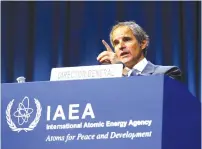  ?? ( Leonhard Foeger/ Reuters) ?? INTERNATIO­NAL ATOMIC Energy Agency ( IAEA) Director General Rafael Grossi talks at the opening of the IAEA General Conference in Vienna, on Monday.