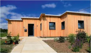  ??  ?? Below: Larch Corner Passivhaus, designed by LEAP and built by Mac Eye Projects, combines a modern cross-laminated timber panel structural shell with high-quality materials such as wood-fibre insulation and Green Building Store’s ULTRA range of Fsccertifi­ed timber triple glazed doors and windows