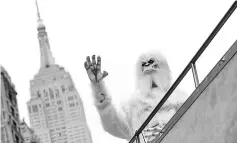  ??  ?? File photo of an actor dressed as a ‘Yeti’ waves from a tour bus during a promotiona­l event for Travel Channel’s ‘Expedition Unknown: Hunt for the Yeti’ in Manhattan, New York City. — Reuters photo