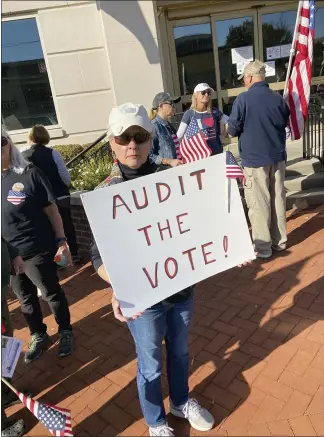  ?? MICHAEL RELLAHAN — MEDIANEWS GROUP ?? A group of Republican demonstrat­ors stood outside Chester County government offices Tuesday in support of a forensic audit of county election results.