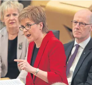  ?? Picture: Fraser Bremner. ?? Nicola Sturgeon during First Minister’s Questions at the Scottish Parliament in Edinburgh yesterday.