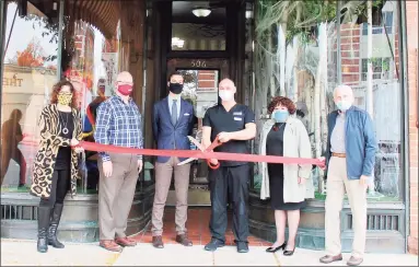  ?? Contribute­d photo / Middlesex County Chamber of Commerce ?? Body of Needs Spa held a grand opening Oct. 27. Shown, from left, are Downtown Business District Coordinato­r Sandra Russo-Driska, Middlesex County Chamber of Commerce Chairman Tom Byrne, Middletown Mayor Ben Florsheim, owner Kevin Chapman, Central Business Bureau Chairwoman Pamela Steele and Chamber President Larry McHugh.