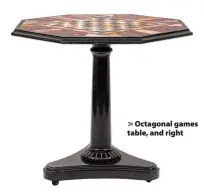  ??  ?? Octagonal games table, and right