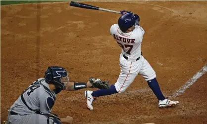  ?? Photograph: Tyler Smith/EPA ?? José Altuve hits the winning home run against the New York Yankees that took the Houston Astros to the World Series.