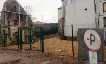  ??  ?? The area around the Old Abbey and inset, a parking sign uncovered