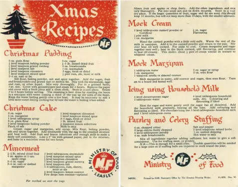  ??  ?? Wartime tips to help cooks create a Xmas spread using ingenuity