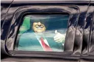  ?? AP PHOTO/LYNNE SLADKY ?? President Donald Trump gestures to supporters en route to his Mar-a-Lago Florida Resort on Wednesday.