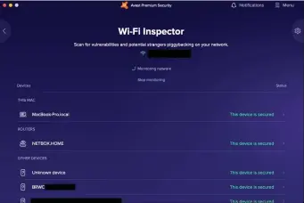  ??  ?? Avast for Mac’s Wi-fi Inspector