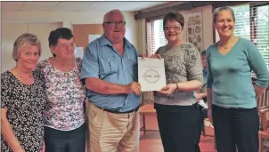  ?? 21_ F32 KCC award 01 ?? VAL manager Flora McKee presents members of Kilmallie Community Centre Committee with their Keystone Award. Left to right: secretary Norma MacLellan, director Ellen Smith, director James Smith, Flora and treasurer Sarah Kennedy.