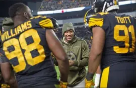  ?? Steph Chambers/Post-Gazette ?? The Steelers’ Ryan Shazier pumps up the defense during the game against the Carolina Panthers on Nov. 8 at Heinz Field.