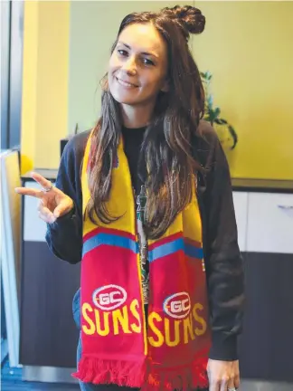  ??  ?? Suns fan Amy Shark will perform at the Metricon tomorrow as part of a party to celebrate the team’s first home game of the season.