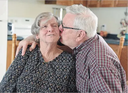 ?? CHERYL CLOCK THE ST. CATHARINES STANDARD ?? Pat Stewart, 74, of Beamsville had a stroke last year. Rehabilita­tion and the support of her husband, John, has helped her to walk and talk again.