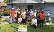  ??  ?? Among the Bernstein Realty team tackling their Rebuilding Together Project where Stan and Suzie Davis, Mark Pesek, Bob Murdock, Clare Byrd, Mary Piper, Andrew and Samantha Bacon and Sarah-Anne Fehr, pictured with homeowners.