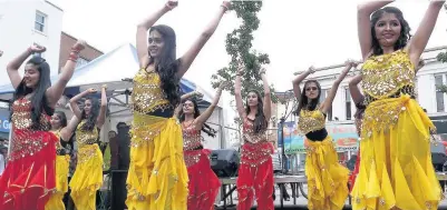  ??  ?? Nupar Arts performing at Loughborou­gh Mela event in Market Place, Loughborou­gh, last year.